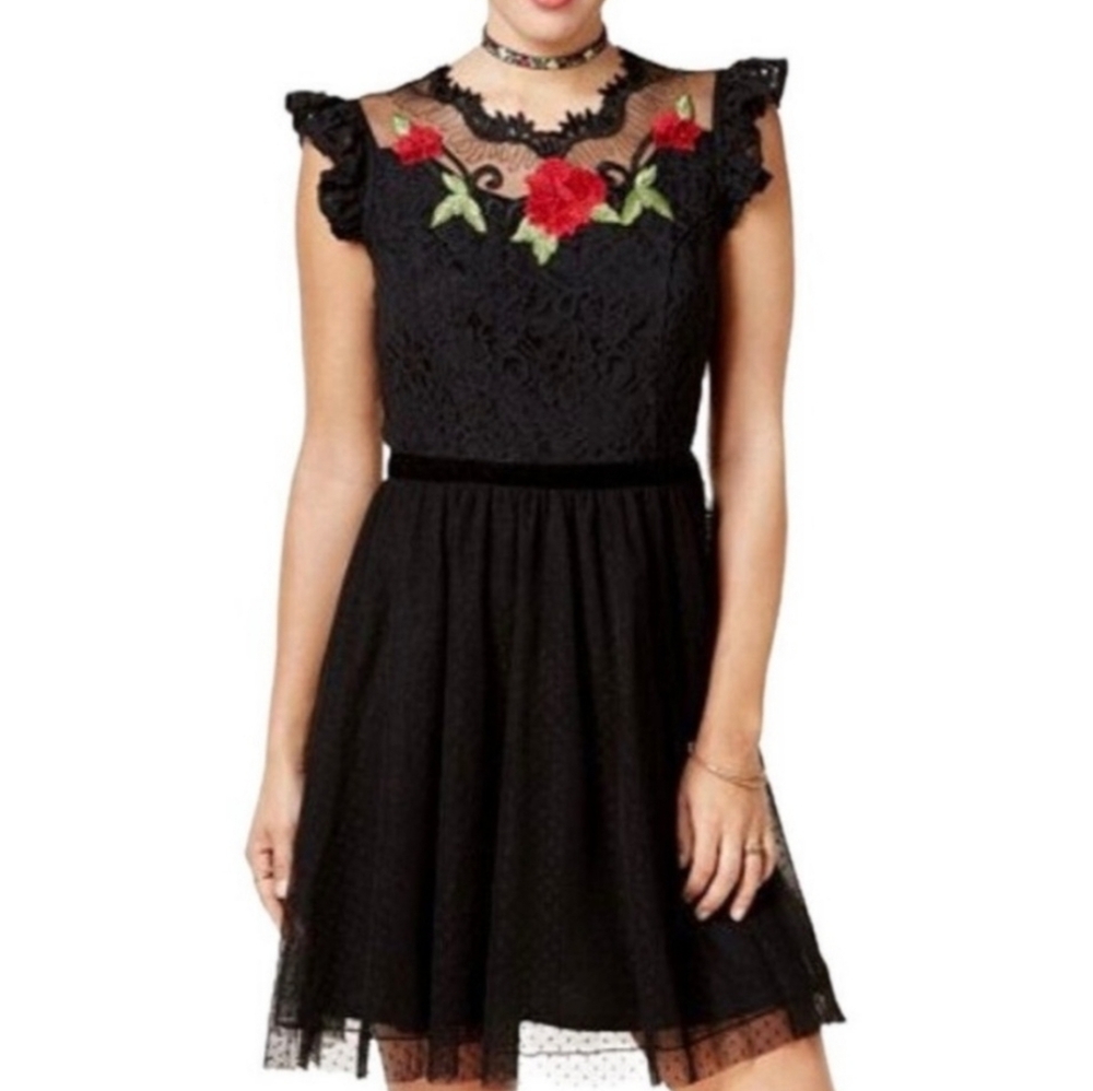 ☀️Disney snow white and the seven dwarfs Lace Dress with Floral Embroidery